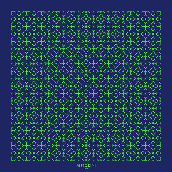 Geometric Silk Scarf - Blue & Neon Green-ANTORINI®