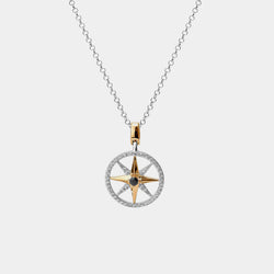 Silver Necklace Compass Points Zirconia, Silver 925/1000, 5,6 g-ANTORINI®