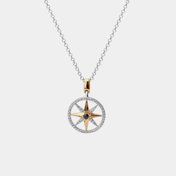 Silver Necklace Compass Points Zirconia, Silver 925/1000, 5,6 g-ANTORINI®