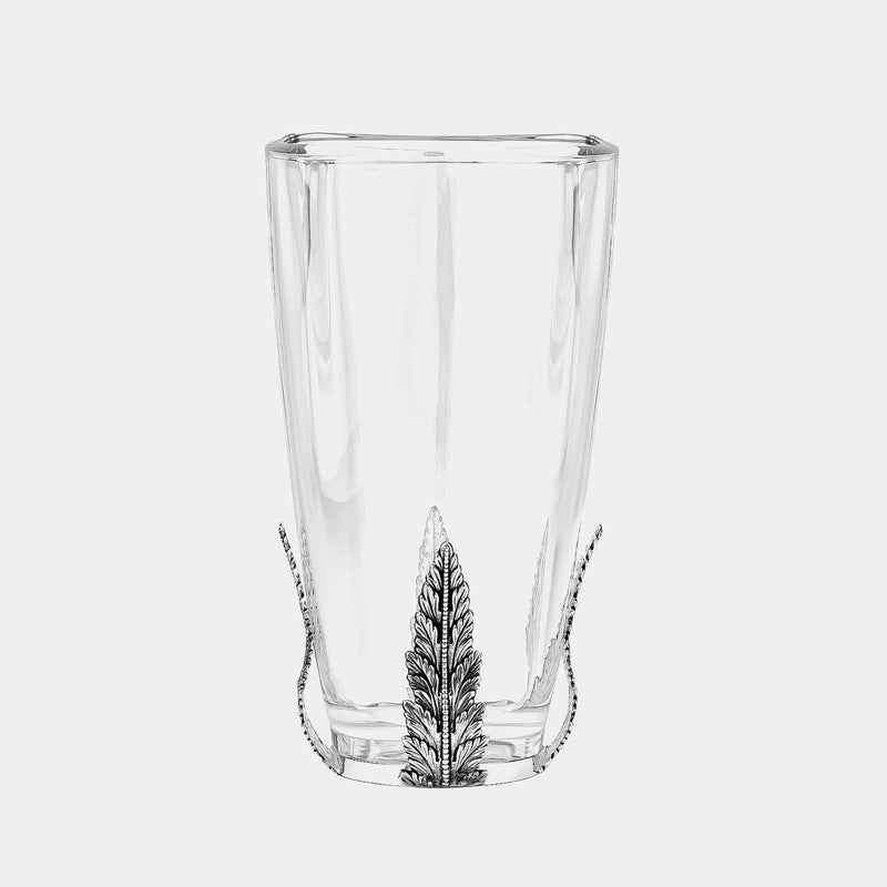 Crystal Vase Roma, With Silver Plated Leafs-ANTORINI®