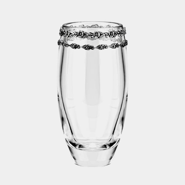 Crystal Vase Fiore, With Silver Plated Flowers-ANTORINI®