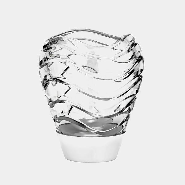 Crystal Vase Waves, With Silver Plated Bottom-ANTORINI®