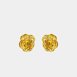 Silver Earrings Roses, Silver 925/1000, 1,8 g, gold-plated-ANTORINI®
