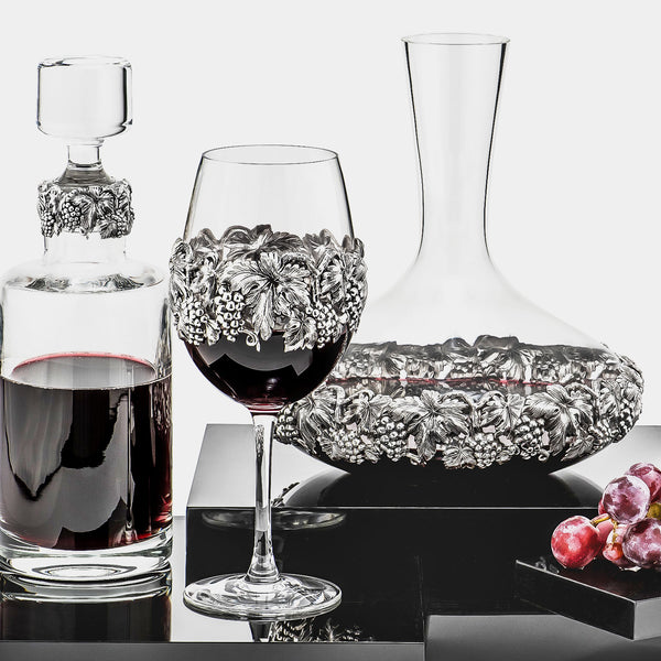 Crystal Wine Glasses Decorated With Silver plated Leaves nad Grapes-ANTORINI®