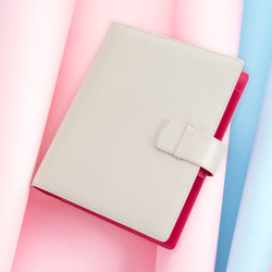 Leather Manager A5 Agenda in Ivory and Fuchsia, 2023