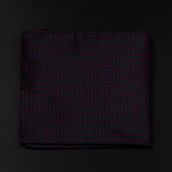 Jacquard Silk Pocket Square in Navy With Red Dots-ANTORINI®