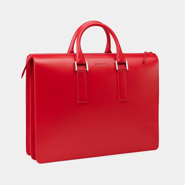 Leather Briefcase in Red-ANTORINI®