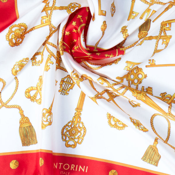 Golden Key Silk Scarf in Red – ANTORINI®
