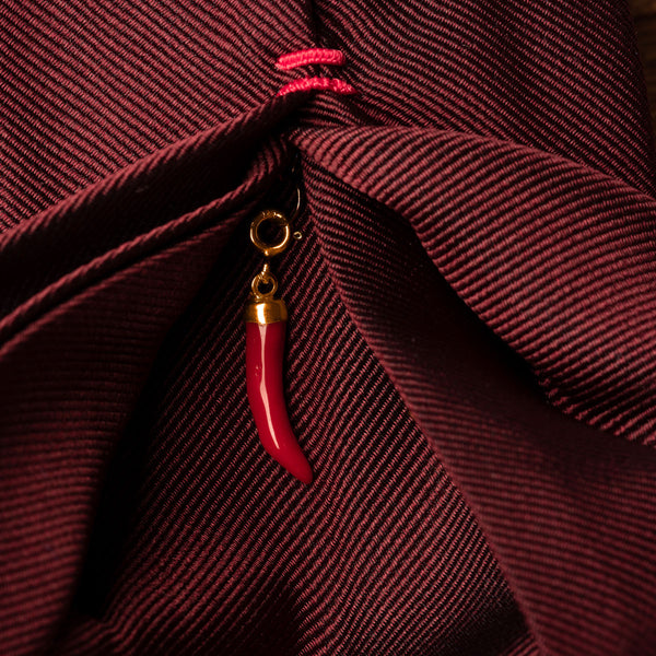 Silk Lucky Tie in Burgundy with Coral Charm-ANTORINI®