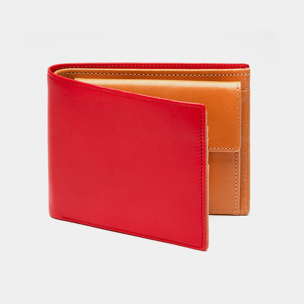 Men's Leather Wallet in Red and Cognac, Limited Edition