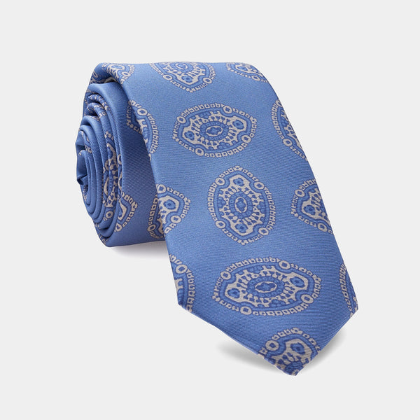 Cravate Tie Your Tie Florence - Soie 100% Bleu Clair Géométrique - Fait Main En Italie - Classique