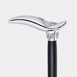 Black Walking Stick With Sterling Silver Handle, Silver 925/1000, 141 g-ANTORINI®