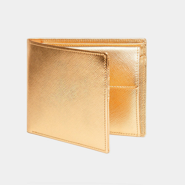 The Small Wallet - Saffiano Leather - Deep Navy / Gold / Camel