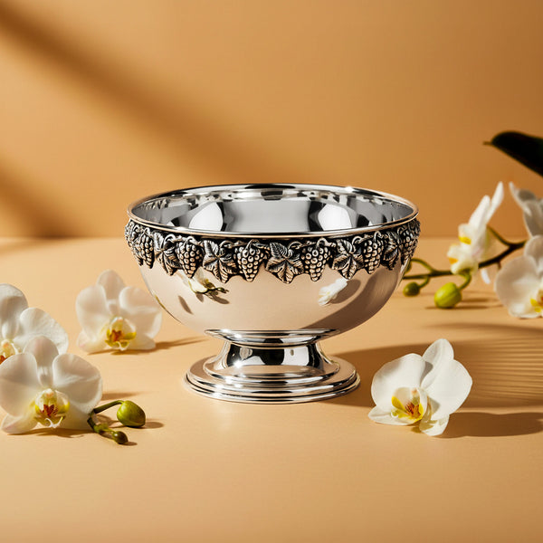 Decorative Bowl With Grapes, Silver-plated