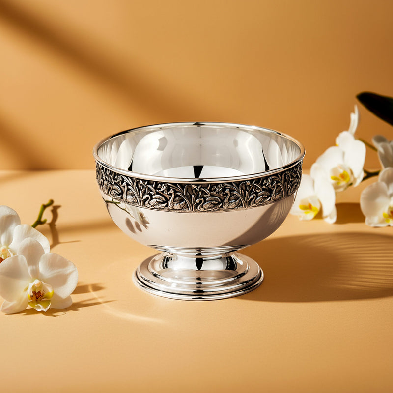 Decorative Bowl With Swans, Silver-plated