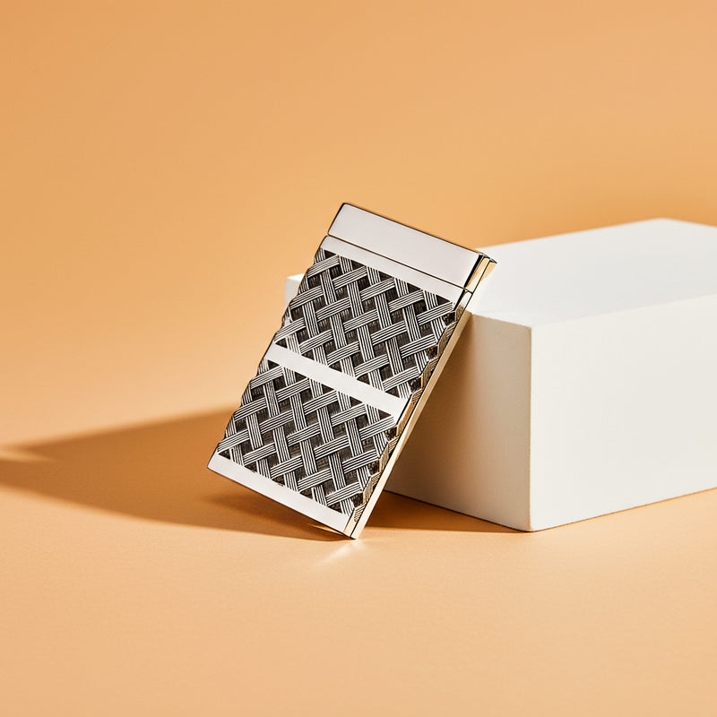 Geometric Business Card Case, Silver-Plated