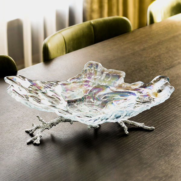 Unique Decorative Glass Bowl Coralo, Silver-plated