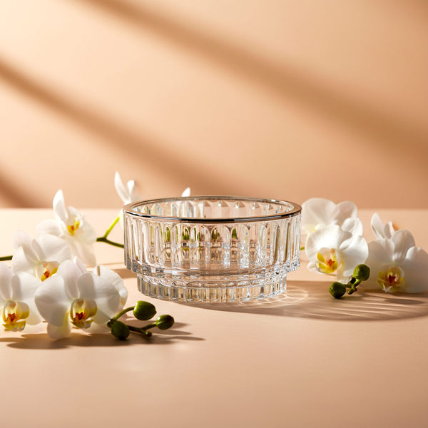 Decorative Bowl With Silver Edge, Glass, Silver-plated, 15 cm