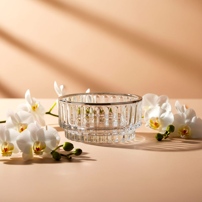 Decorative Bowl With Silver Edge, Glass, Silver-plated, 15 cm