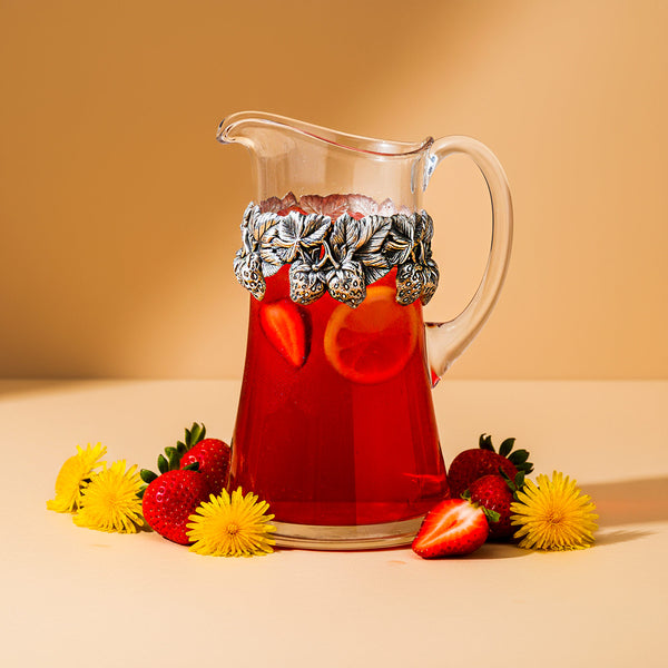 Glass Pitcher Strawberries, Silver-plated