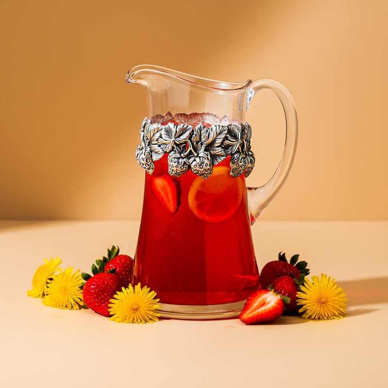 Glass Pitcher Strawberries, Silver-plated