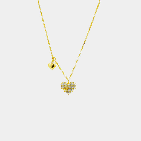Silver Necklace With Hearts & Stars, Silver 925/1000, 3,2 g, gold-plated