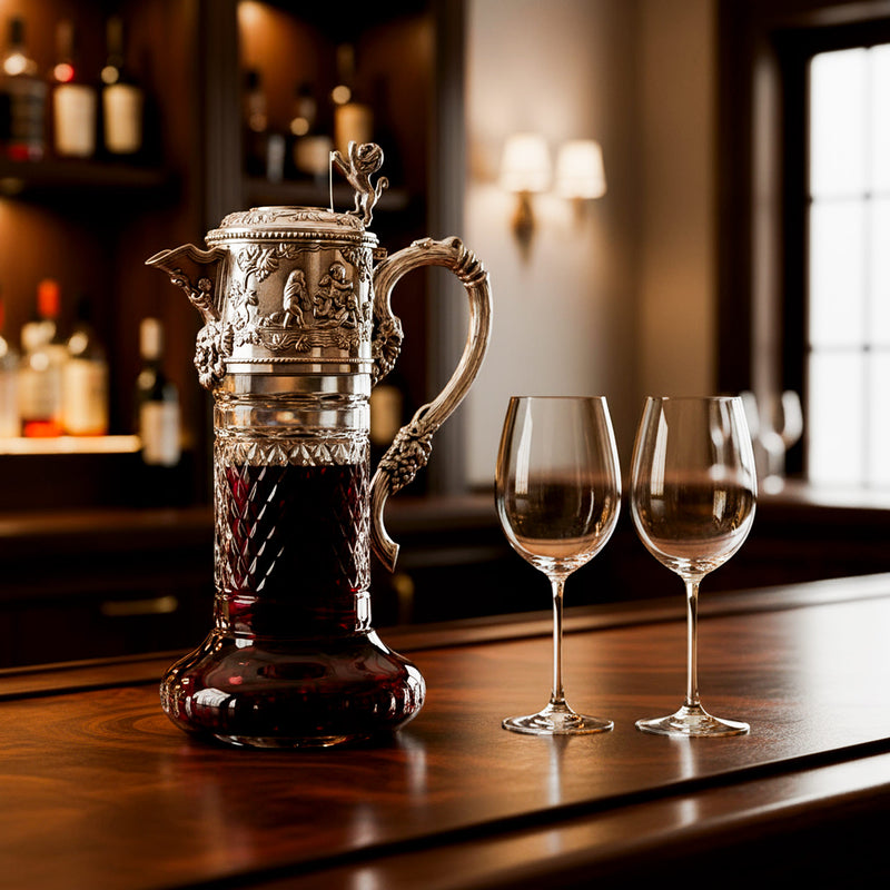 Crystal Pitcher Lion, Silver-Plated Decorations