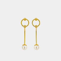Silver pearl drop earrings, Silver 925/1000, 3 g, gold-plated