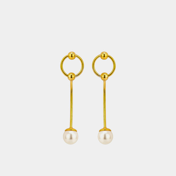 Silver pearl drop earrings, Silver 925/1000, 3 g, gold-plated