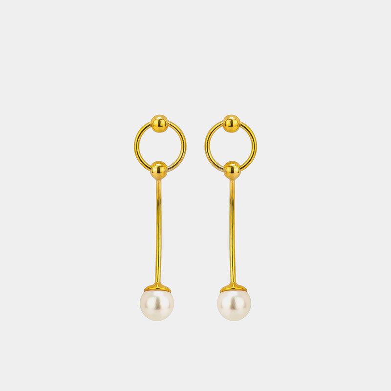 Silver pearl drop earrings, Silver 925/1000, 3 g, gold-plated