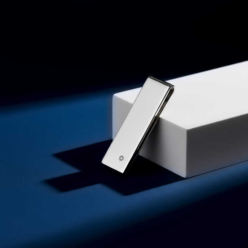 Silver Money Clip With Diamond, Silver 925/1000, 14,5 g