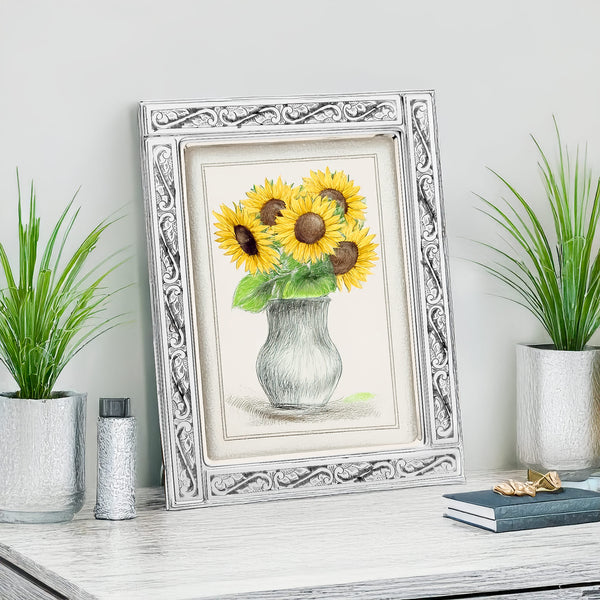Silver Photo Frame Flowers, Silver 925/1000, 33 g