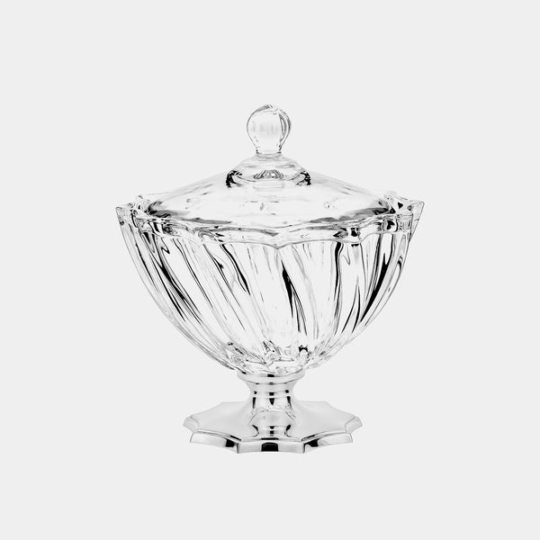 Central Glass Box with Lid & Silver-plated Base