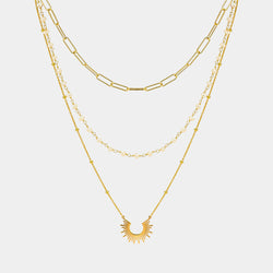 Silver Tripple Necklace with Sun & Pearls, Silver 925/1000, 9,8 g, Gold-plated-ANTORINI®