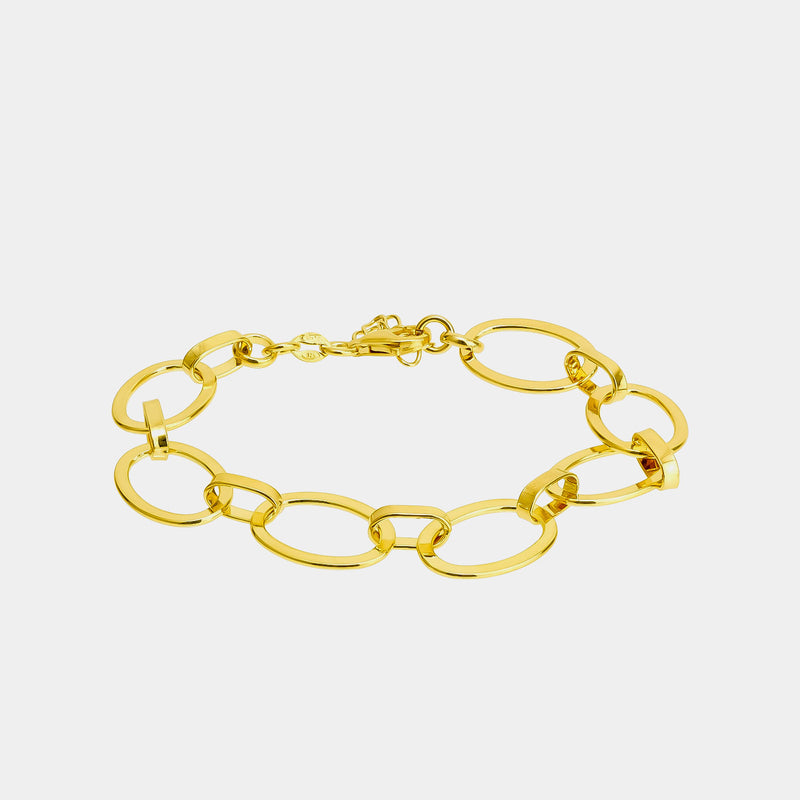 Silver Bracelet Oval Chain, Silver 925/1000, 9,5 g, gold-plated