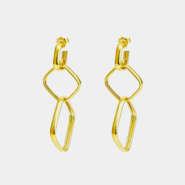 Silver Earrings Squares, Silver 925/1000, 6,5 g, gold-plated-ANTORINI®