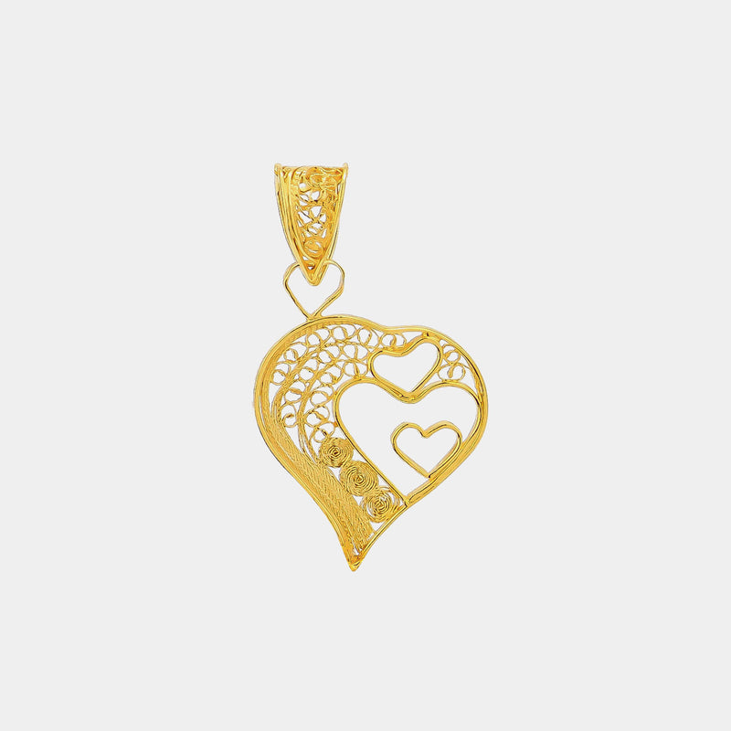 Silver Pendant Hearts, Silver 925/1000, 1,6 g, Gold-plated-ANTORINI®