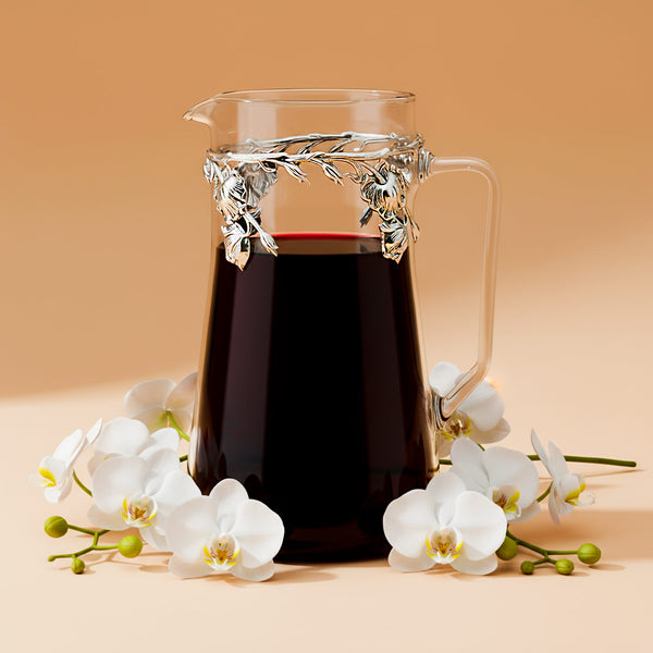 Glass Pitcher Poppy Flower, Silver-plated