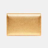 Credit & Business Card Case in Gold Saffiano Leather