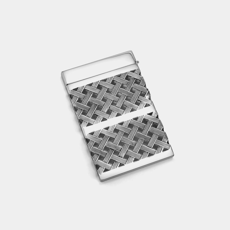 Geometric Business Card Case, Silver-Plated