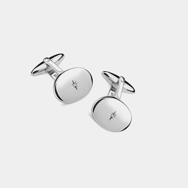 Silver Cufflinks With Diamond, 925/1000, 12 g