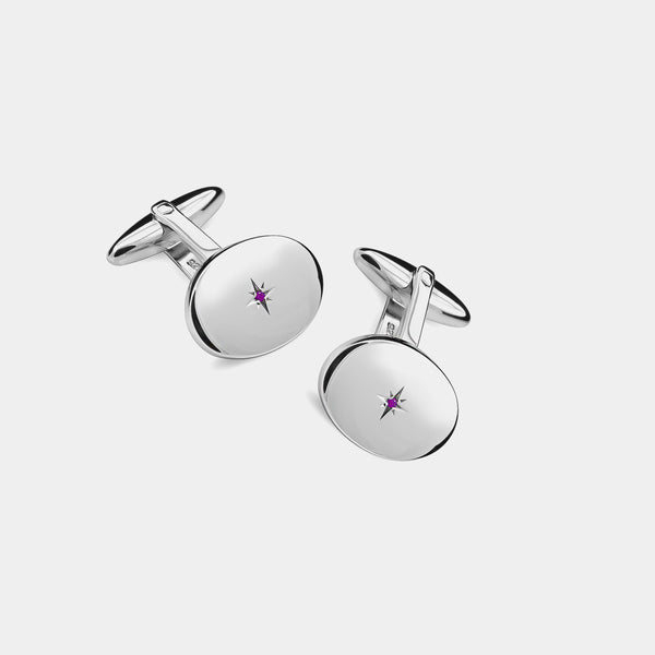 Silver Cufflinks With Ruby, 925/1000, 12 g