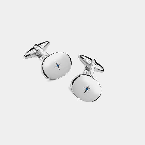 Silver Cufflinks With Sapphire, 925/1000, 12 g