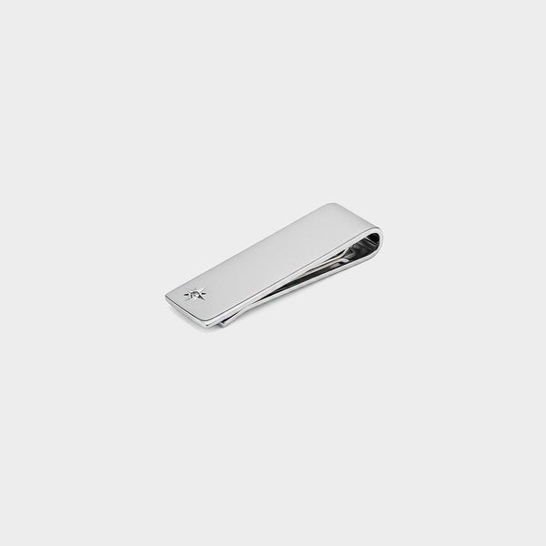 Silver Money Clip With Diamond, Silver 925/1000, 14,5 g