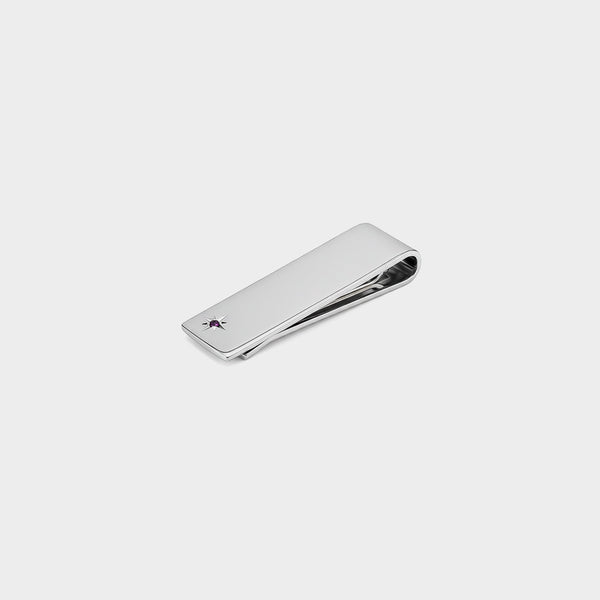Silver Money Clip With Ruby, Silver 925/1000, 14,5 g