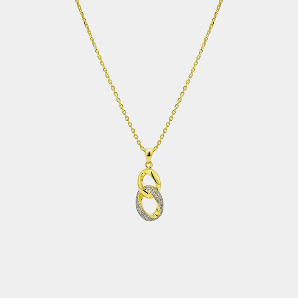 Silver Necklace Circles of Love, Silver 925/1000, 5 g, Gold-plated
