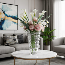 Glass Vase With Silver Dots Decoration