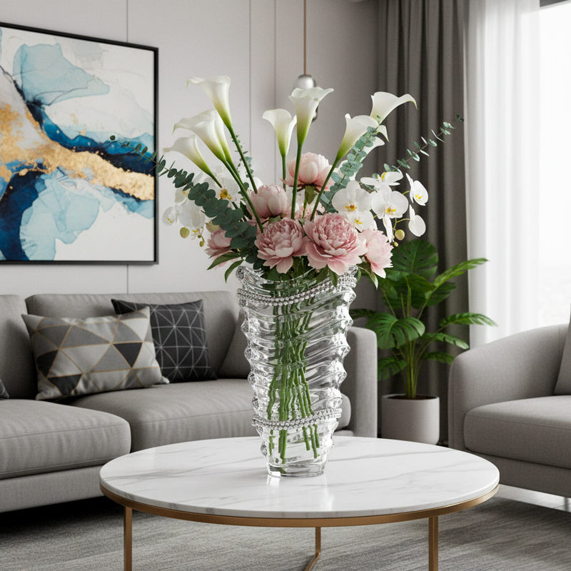Glass Vase With Silver Dots Decoration