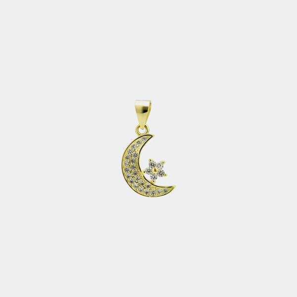 Silver Pendant Star & Moon, Silver 925/1000, 1,3 g, Gold-plated-ANTORINI®