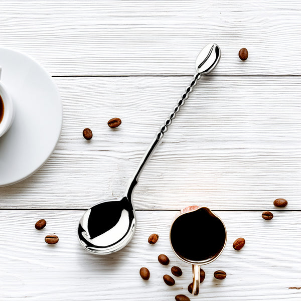 Coffee sugar spoon with coffee bean motif, silver 925/1000, 11 g